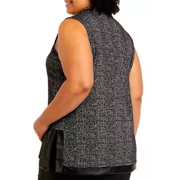 ANNE KLEIN Plus Size B/W Mock Neck Sleeveless Tunic ~ 3X NWT - Picture 2 of 8